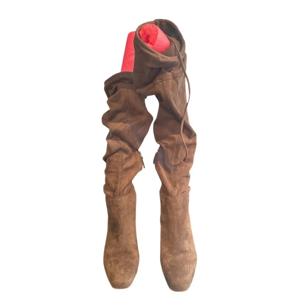 Franco Sarto Persis Tall Sock Boots Shoes Size 8.5 Brown Fabric‎ boho festival